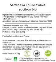 sardines à l'huile d'olive bio et citron bio 115g 2